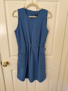 Helly Hansen Slate Blue Sleeveless Shift Dress with Front Pockets